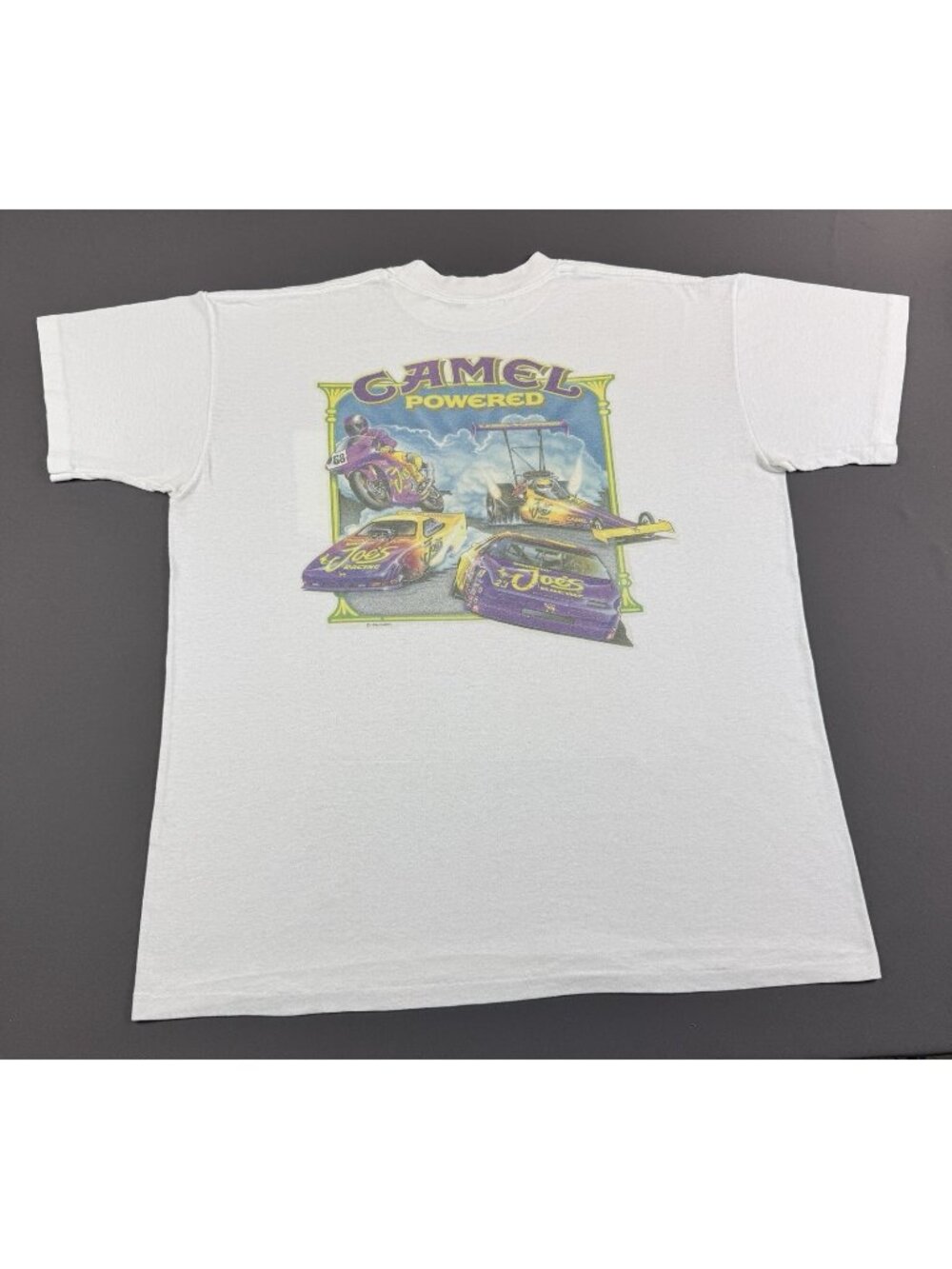Rare Vintage 90s Camel Smoking Joes Racing Cigarette Pocket White XL Shirt